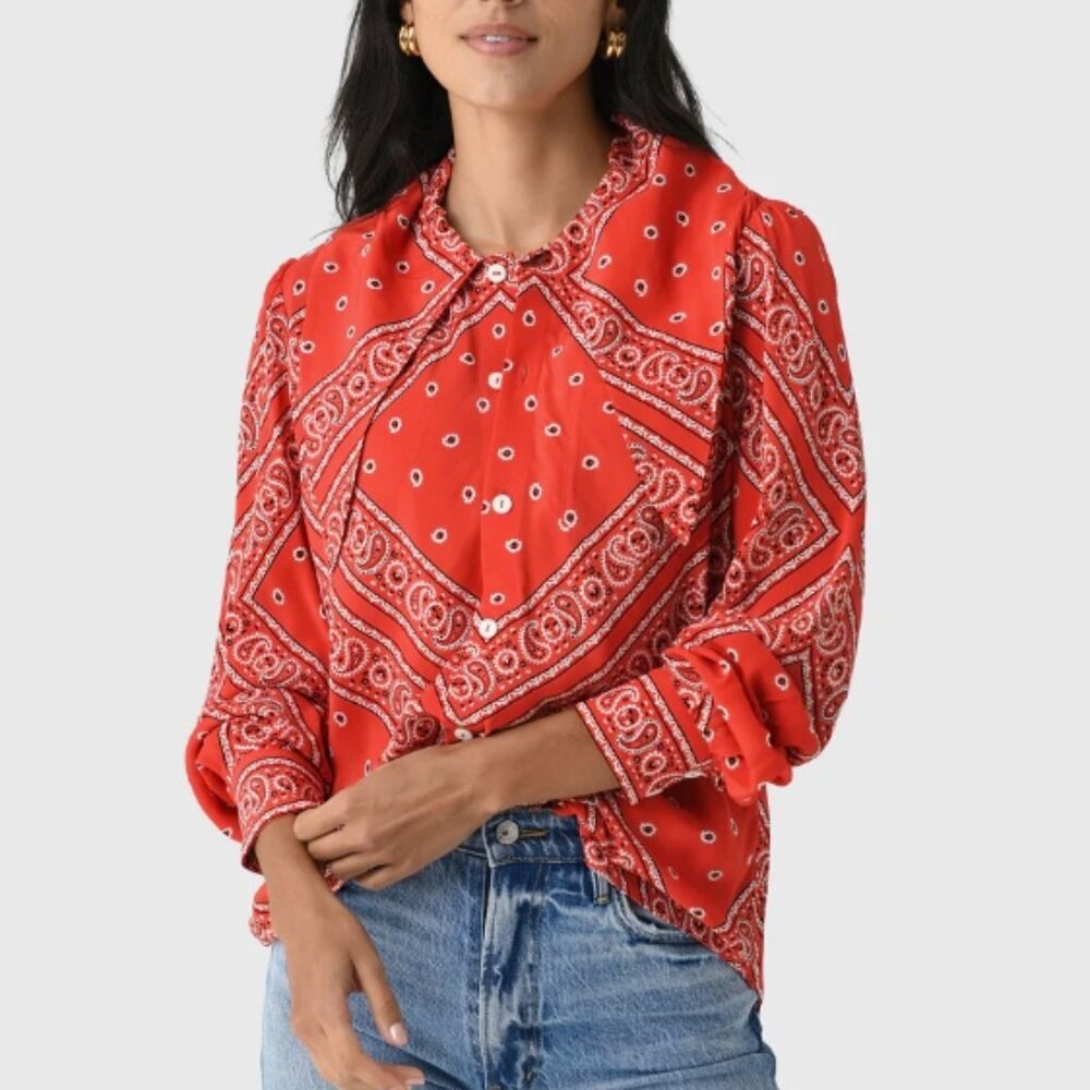 Hunter Bell Red Paisley Blouse